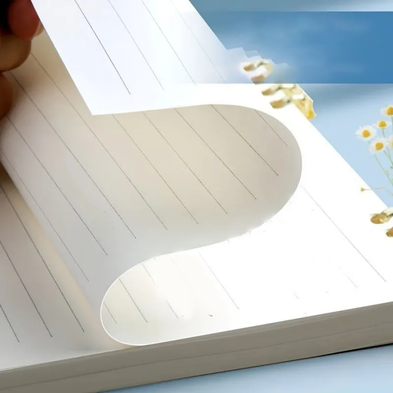 Pink Refillable Ring Notebook, Binder with Clear Rings for Notes & Planning, 120 Pages for School Office, Aesthetic Organizer