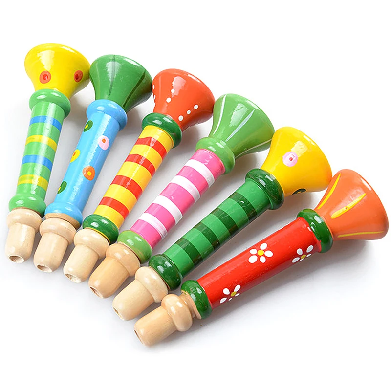 Sifflet en corne de dessin animé en bois pour enfants, jouets Montessori précoces, jeux d'entraînement sonore, jouets musicaux pour enfants, 1PC