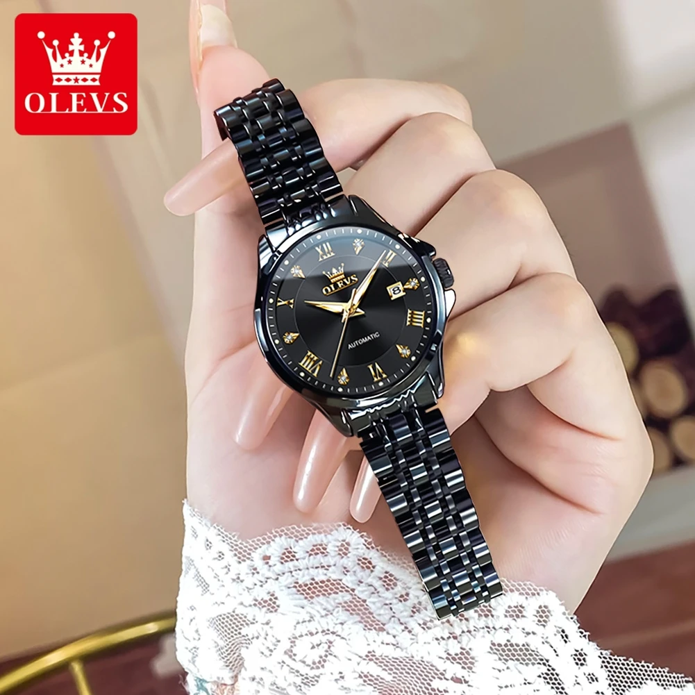OLEVS brand watch fully automatic mechanical watch waterproof night light single calendar women's watch 6702