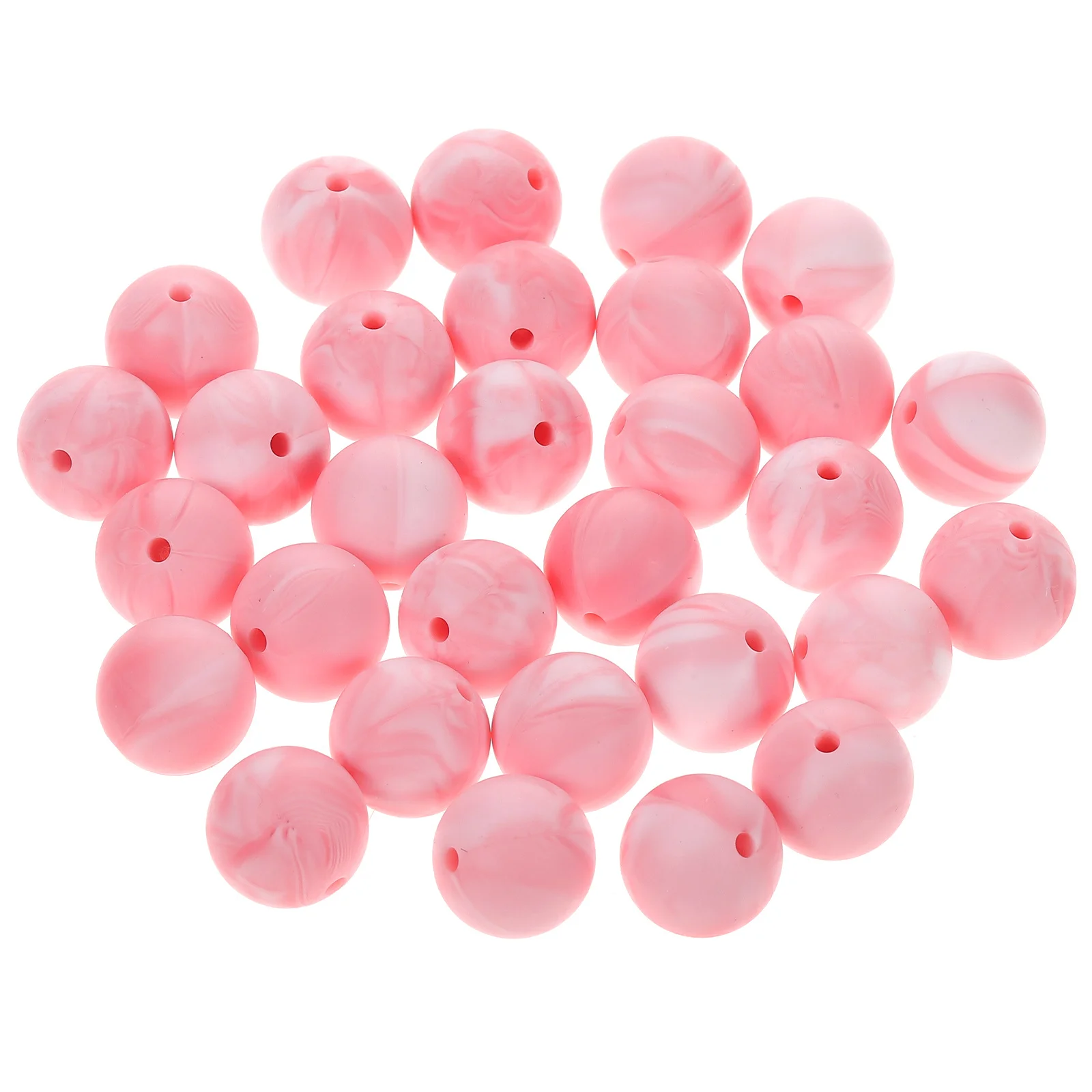 

30Pcs Silicone Loose Round Beads DIY Craft Supplies Large Hole Beads for Jewelry Necklace Bracelet Making Spacer Bead