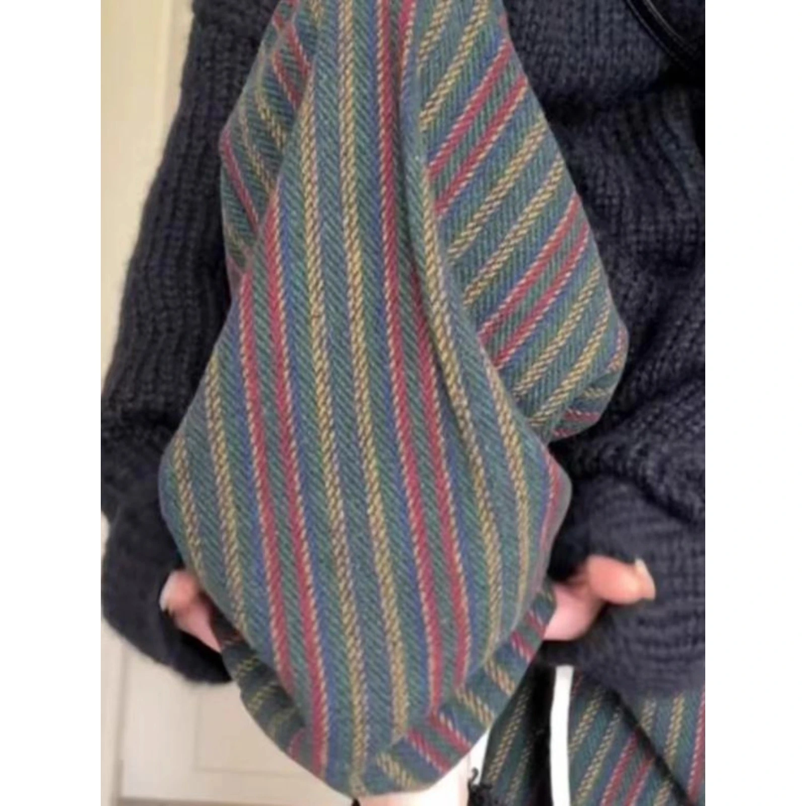 

Мужские повседневные широкие брюки, осень-зима, теплые свободные брюки в корейском стиле, полосатые брюки из полиэстера для повседневной носки