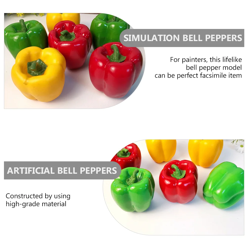 2 Pcs Artificial Green Simulation Peppers Props False Decor Toy Fake Vegetable Model Foam Colorful Imitation Child