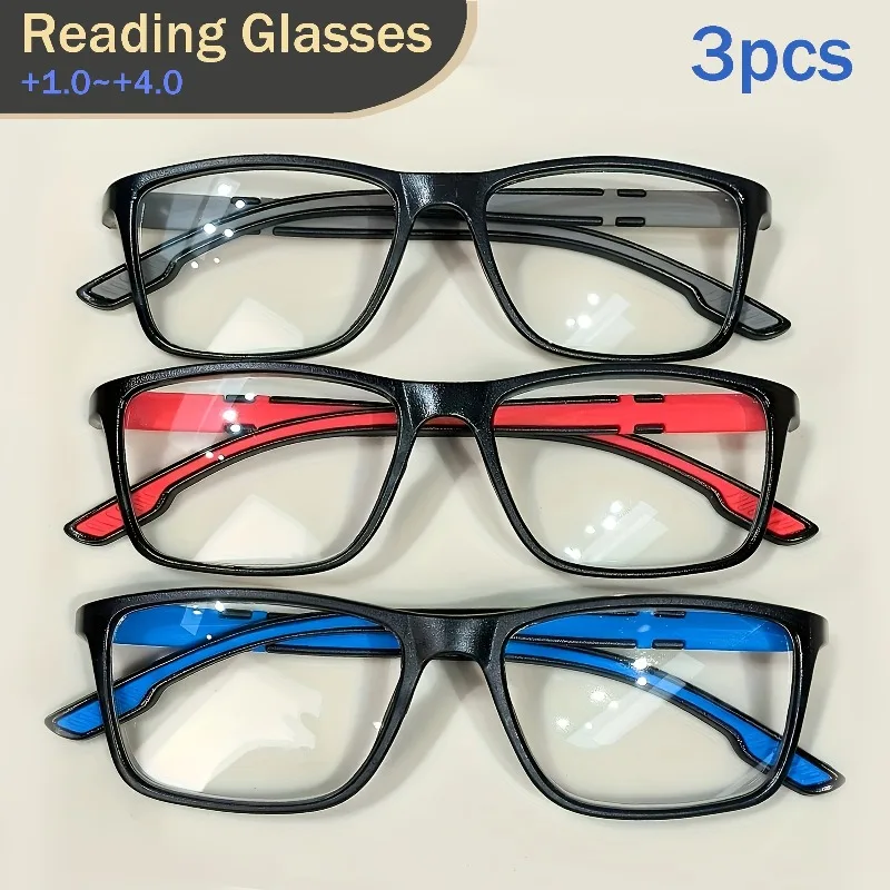 3 Stück photochrome Lesebrillen für Herren, Anti-Strahlung, Anti-Blaulicht-Brille mit Grad +100 +150 +200 +250 +300