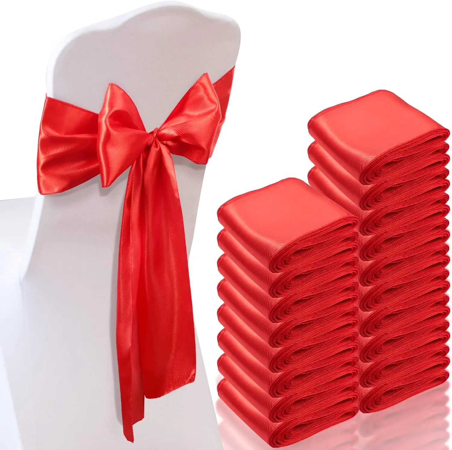 24PCS Luxury Satin Chair Bow Sashes Wholesale Soft Universal Chair Sashes Birthday Party Wedding Hotel Banquet Home Decorations