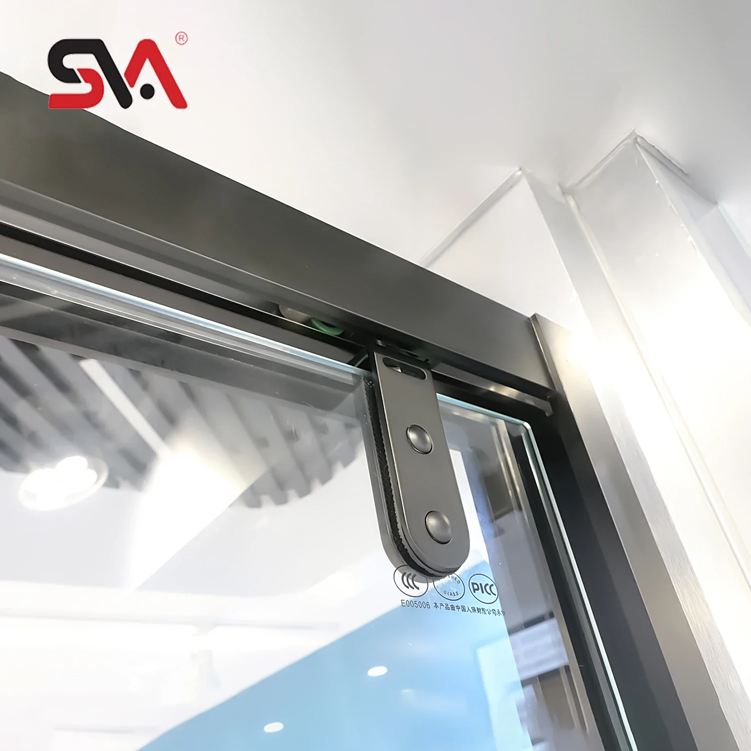 Bathroom SVA-5044 One-shaped Stainless Steel Aluminum Frame Tempered Glass With Buffer Sliding Glass Door Shower Cabin