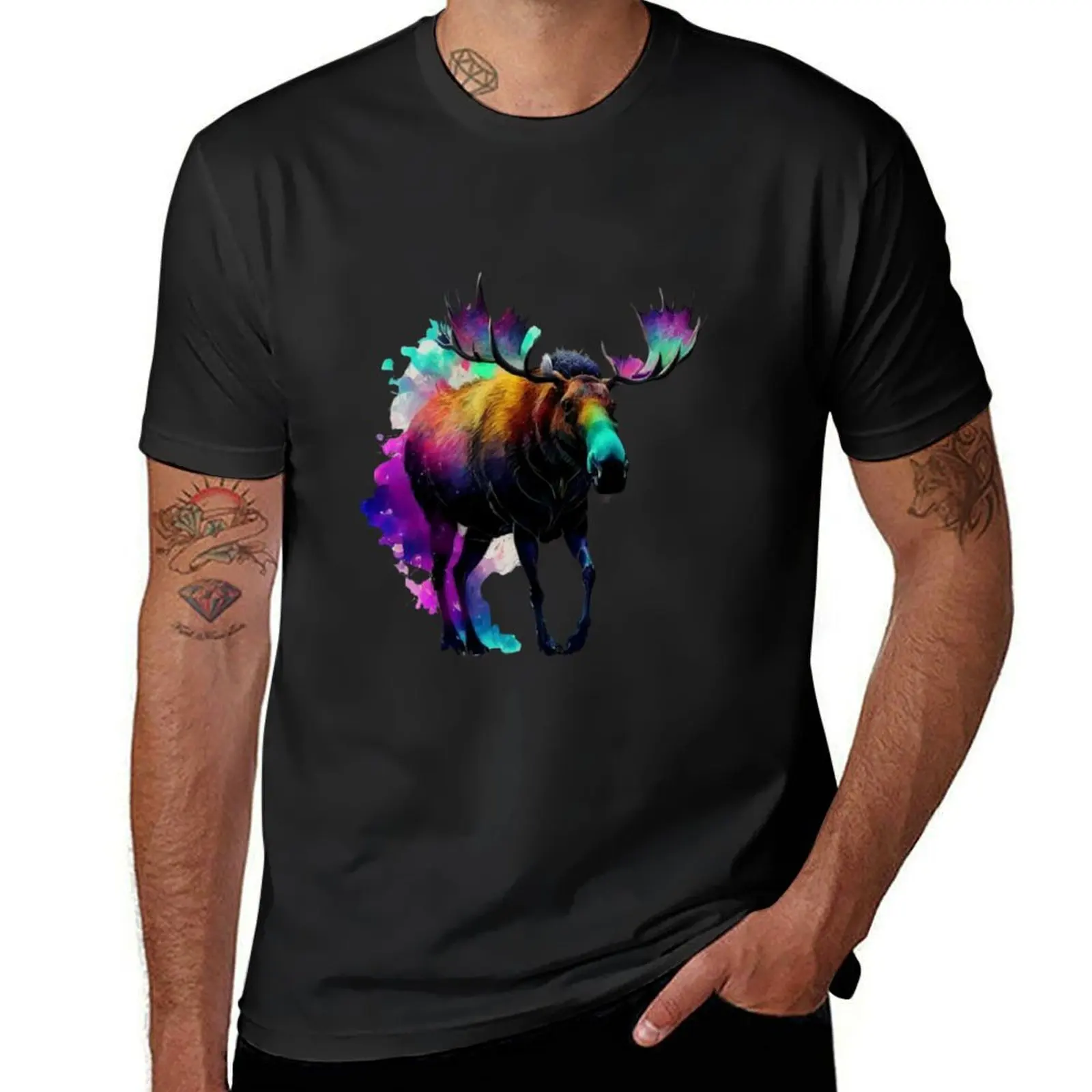 Moose Explosion of Colors T-Shirt anime funnys aesthetic clothes korean fashion oversized t shirt men