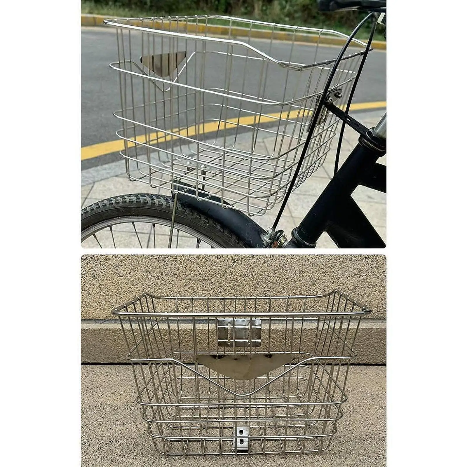 

Bike Front Basket Cargo Rack Stable Structure, Simple, Practical, Durability, Sturdy Bicycle Storage Basket Stainless Steel