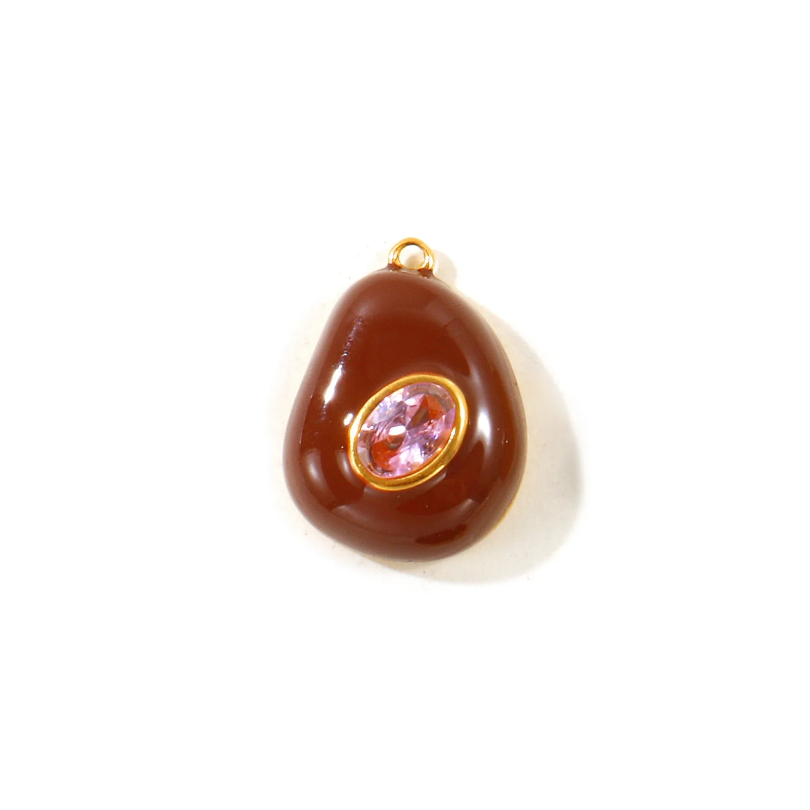 2 Stück Emaille-Strass-Tropfenanhänger, 18K vergoldet, 304 Edelstahl-Anhänger für DIY-Halsketten-Schmuckherstellung, 18x13,5mm – Detail 2