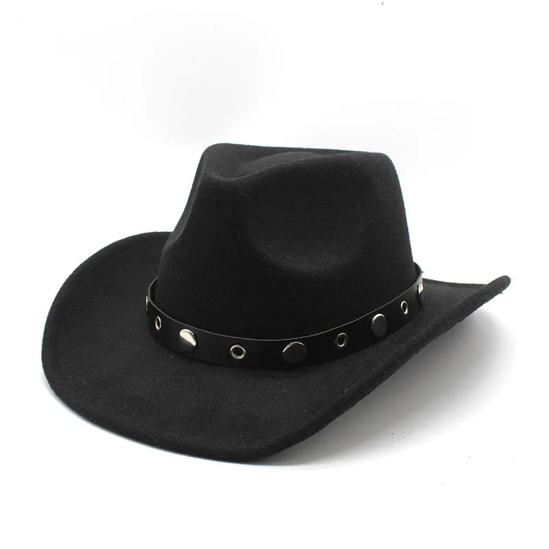 

British Style New Woolen Top Hat Western Denim Middle Brim Roll Brim Top Hat Minority Men And Women Fedora Hat