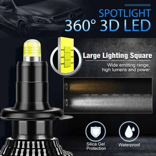 Imagen 2 del producto 30000LM CSP H7 Led Canbus 9012 H8 H11 H1 H3 bombilla LED 9005 9006 HB3 HB4 9012 HIR2 12V 360 Turbo Auto luces lámpara 6000K blanco
