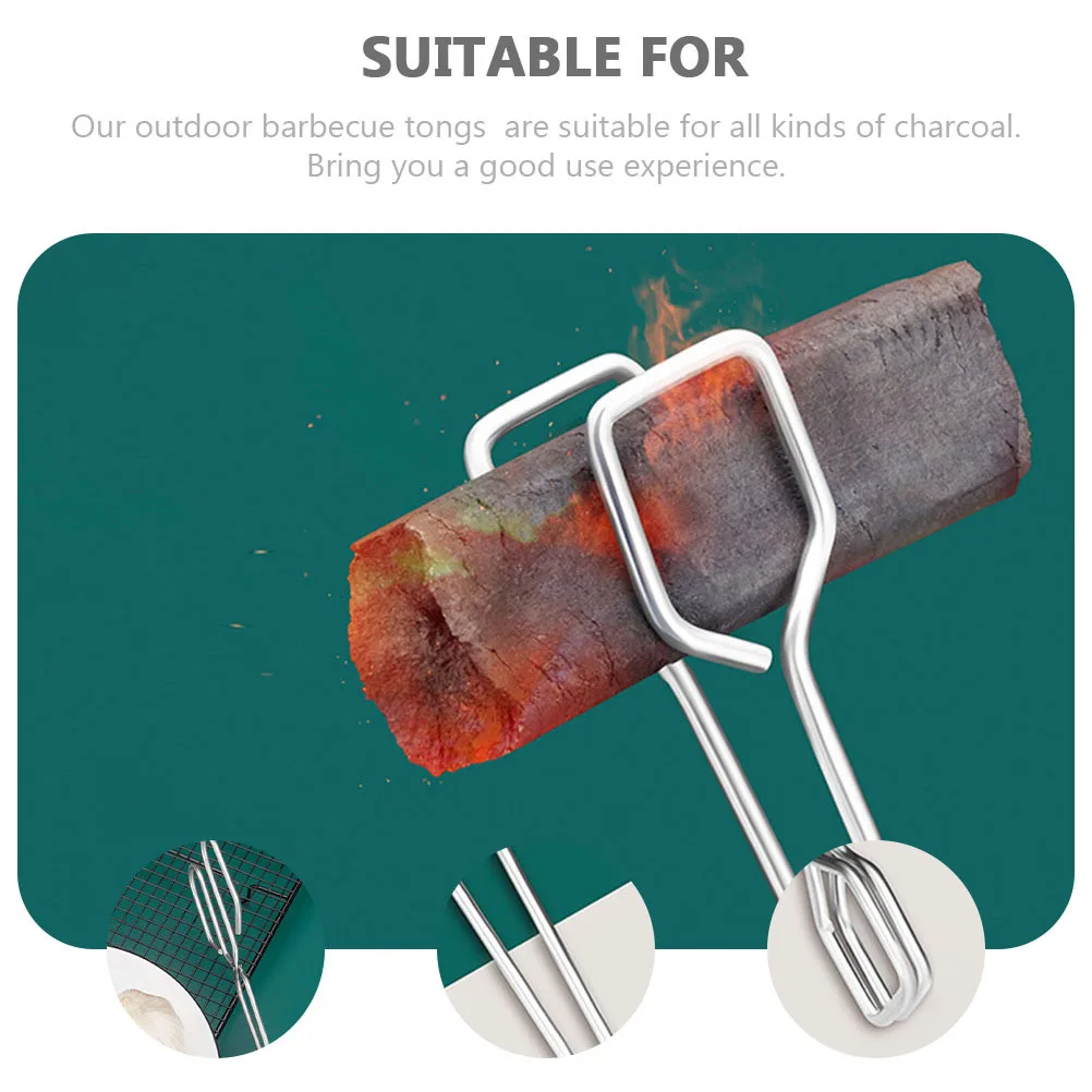 

1pc Stainless Steel Charcoal Clip Carbon Silver Lightweight Bbq Tool For Outdoor Camping Picnics Barbecue Clamp Multifunction