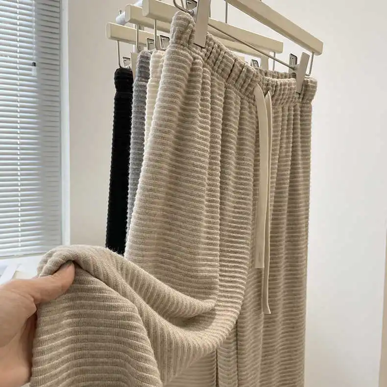 

Женские широкие брюки Extra Large 300 Pou Lazy Sle с вертикальными полосками, струящиеся, с высокой талией, стройнящие, прямые, длинные, маленький размер