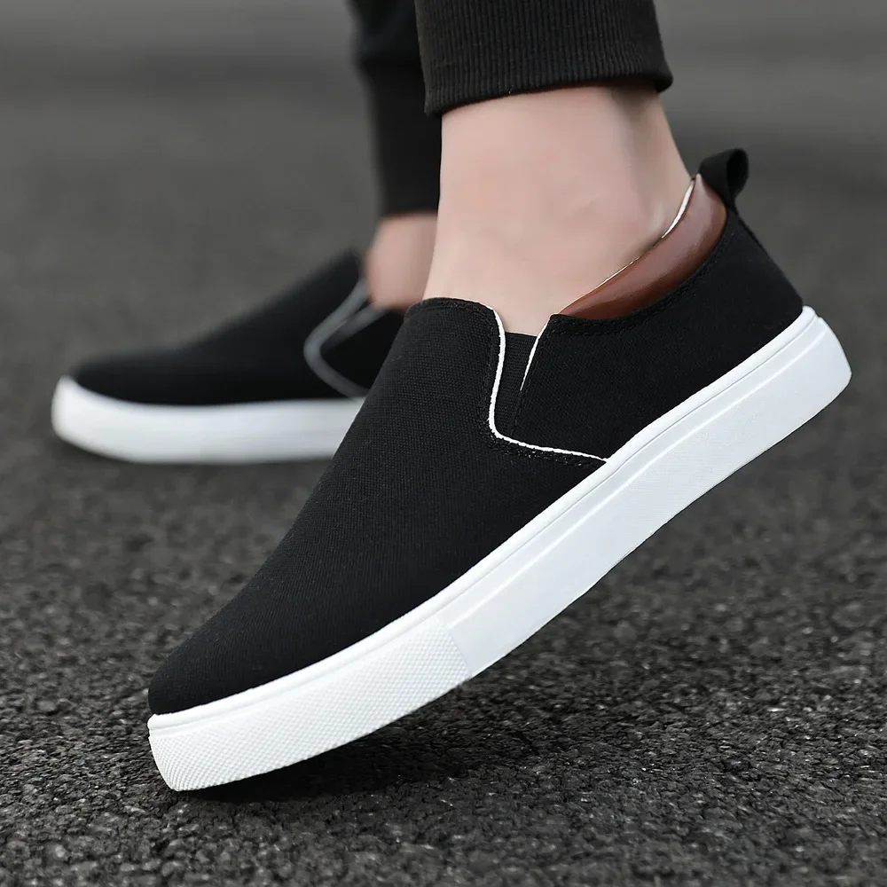 Autumn Men Canvas Casual Shoes Boys Male Sneaker Slip-on Vulcanized Flats Non-Leather Shoes Zapatos Hombres