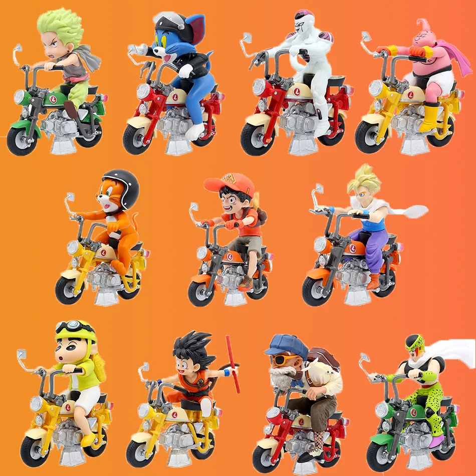 1-11 Uds PVC Dragon Ball Z Figura de motocicleta PVC Brinquedos Goku Frieza Cell Roshi para coletor de crianças