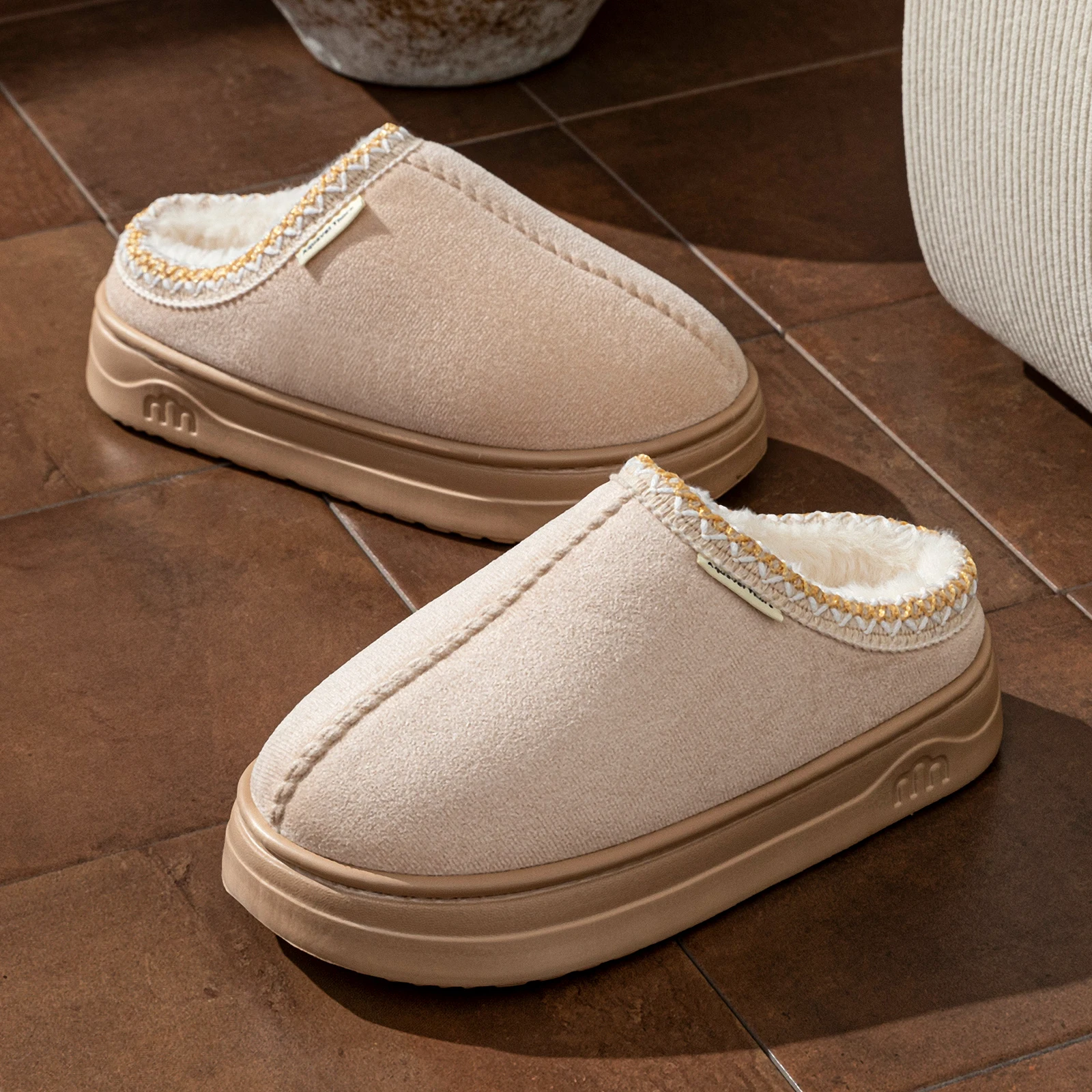 Warm Simple Casual Couples Men's Slippers Winter Boots Comfy Fashion Bedroom Soft Sole Women's Home Plush Shoes Indoor Non-slip image 6