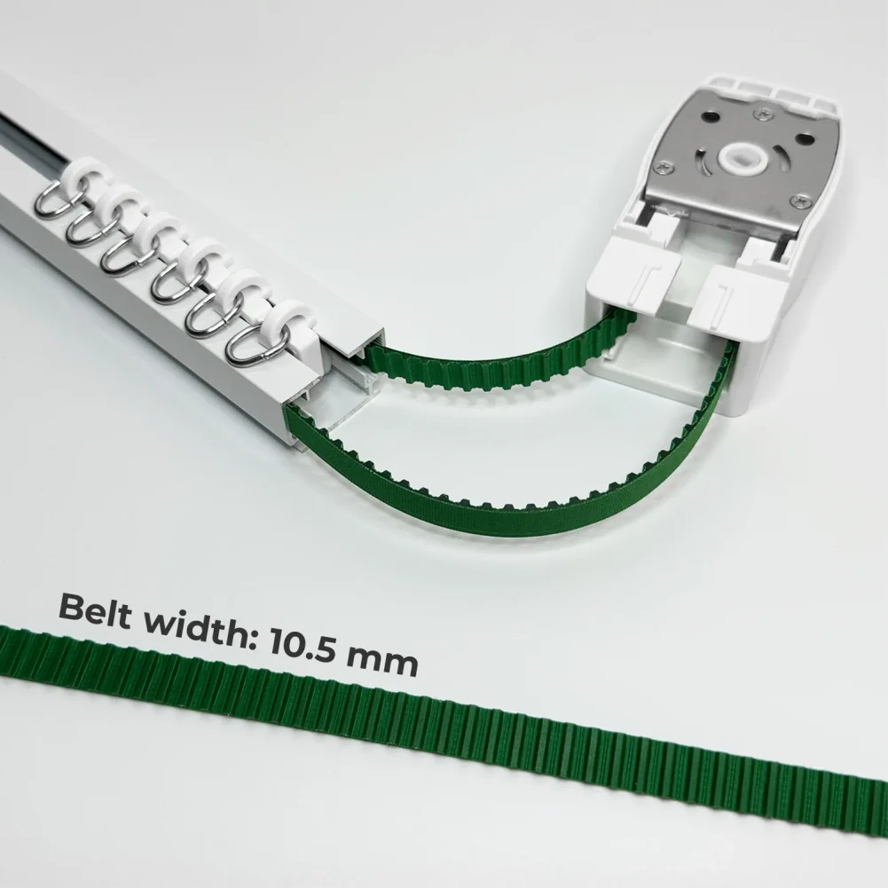 Green 10.5mm Wide Track Belt for Electric Curtain Track Reinforced with Metal Wire Motorized S Rail Curtain Motor Accessories