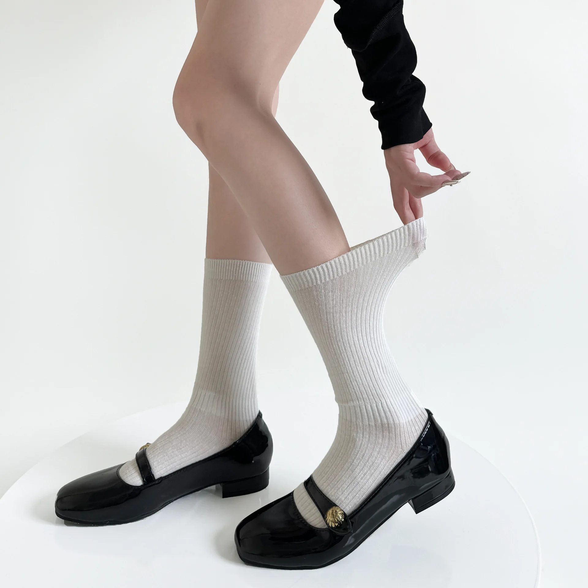 

Solid Color Cotton Knitted Women Socks Japanese Fashion Women Stockings Elastic Long Socks JK Girls Lolita Knee Socks Stockings