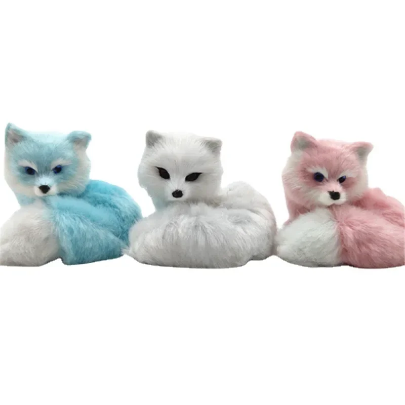 

Cute Mini animals hard model real furs simulation fox rabbit popularity prop handicraft home desktop decoration toy gift