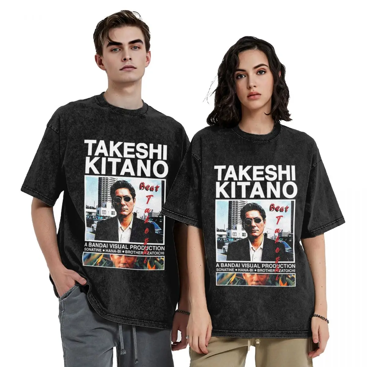 Takeshi Kitano T Shirt Hip Hop Washed Cotton Oversize T-Shirt Novelty Men Women Tops Streetwear Summer Tees