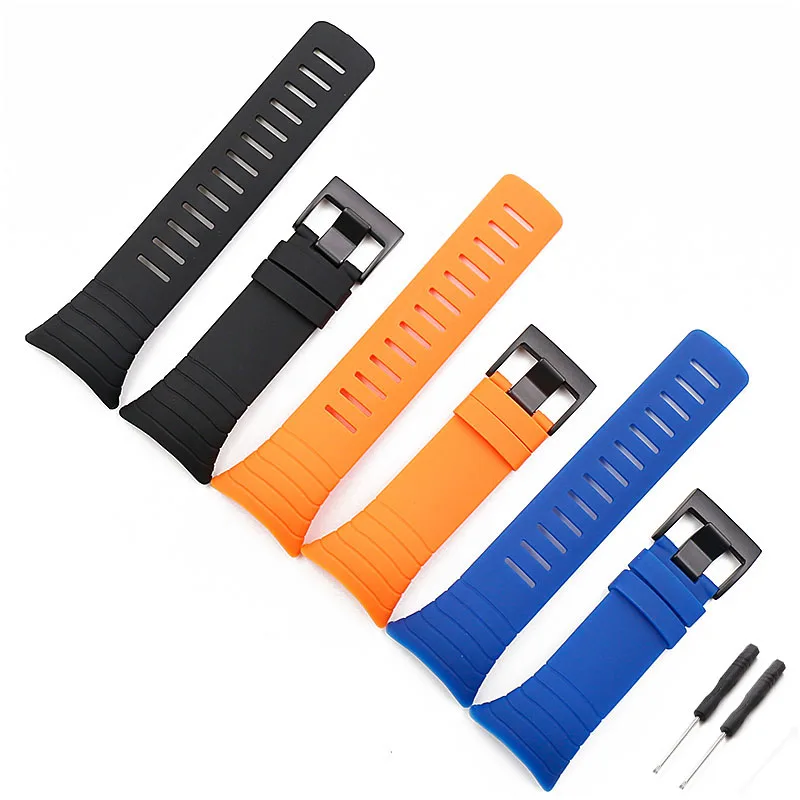

24mm men's rubber watch strap accessories compatible with SUUNTO Core series black watch band women's silicone sports wristband