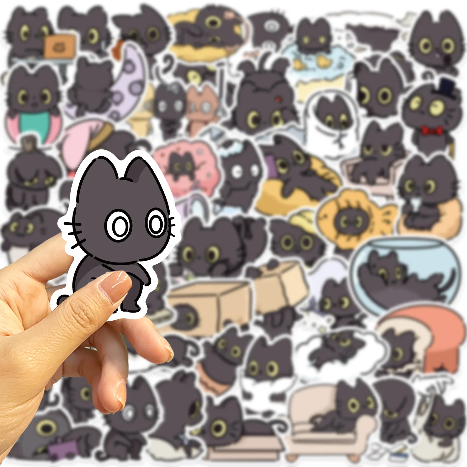 50 قطعة الكرتون مضحك القط الأسود الكتابة على الجدران ملصقات الغيتار دفتر الأمتعة DIY بها بنفسك مقاوم للماء الأطفال القرطاسية ملصقات