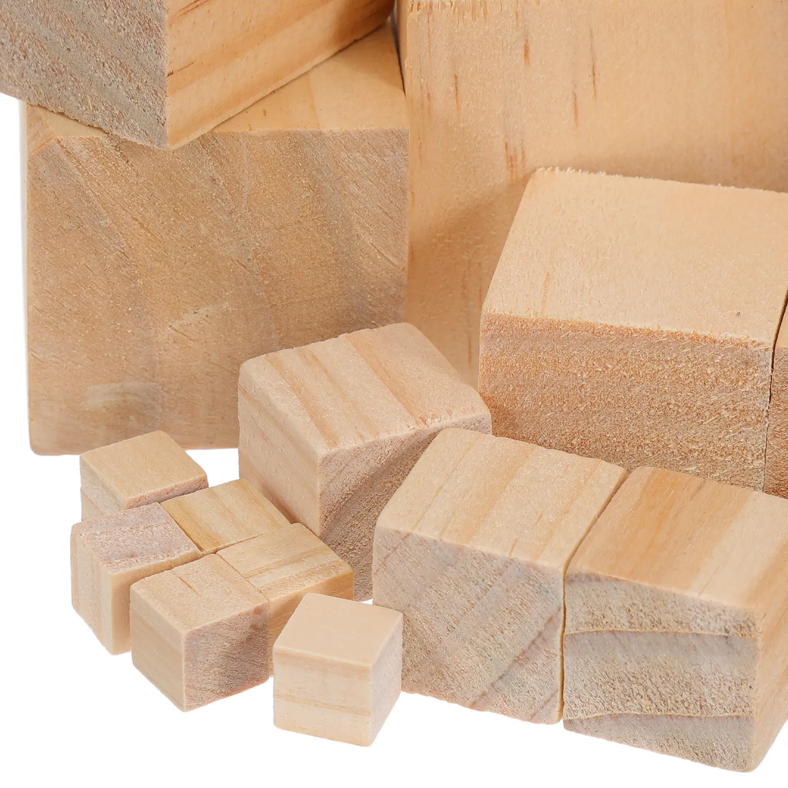 80 blocchi di legno per bambini, giocattoli da costruzione: cubi di pino naturale non finiti da 1/2/3/4/5 cm, blocchi quadrati fai da te per la scuola