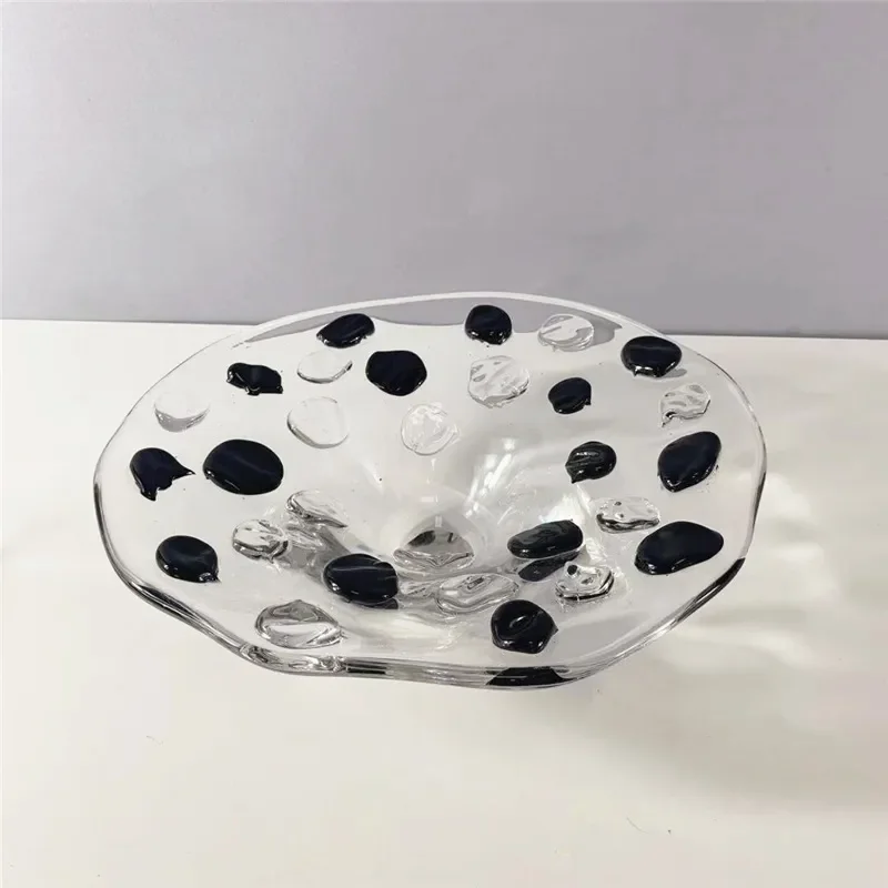 Modern Tall Glass Fruit Bowl Creative Home Decor for Coffee Table Dining Room Centerpiece Elegant Transparent Snack Plate