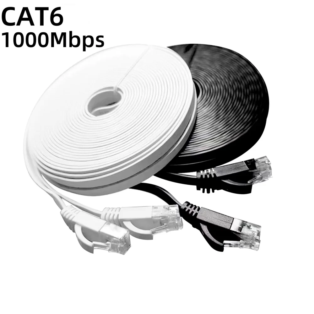 كابل إيثرنت Cat6 كابل مسطح جيجابت عالي السرعة 1000 ميجابت في الثانية كابل الإنترنت RJ45 سلك شبكة LAN محمي للكمبيوتر PS5 PS4 PS3 Xbox
