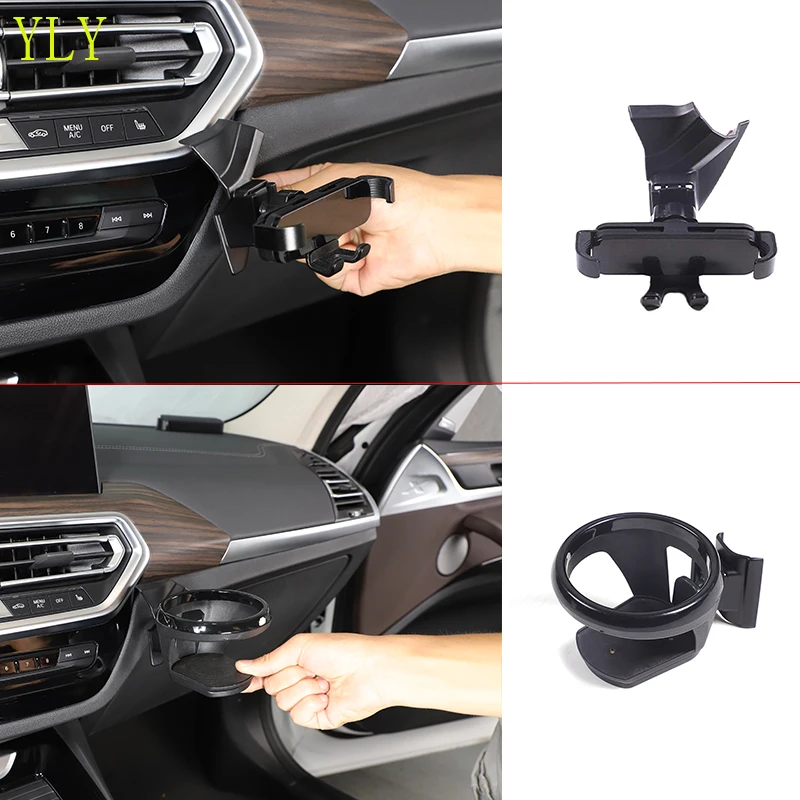 

For BMW X3 X4 G01 G02 2022-2025 Black car center control air outlet side mobile phone holder water cup holder auto accessories