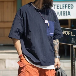 Maden Outdoor Thin Splicing Pocket Design Short-sleeved T-shirt Polyamide with Breathable Half-sleeved T-shirt for Men's