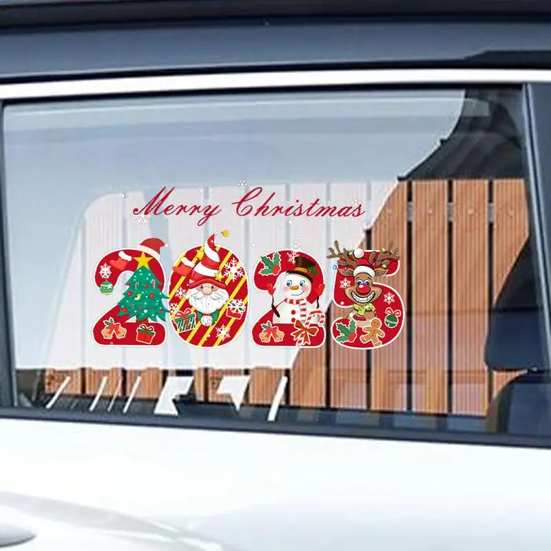 Pegatinas navideñas para coche, calcomanías con temática navideña para ventana de automóvil, Papá Noel, decoración para SUV, RV, motocicleta, accesorios para coche, 2025