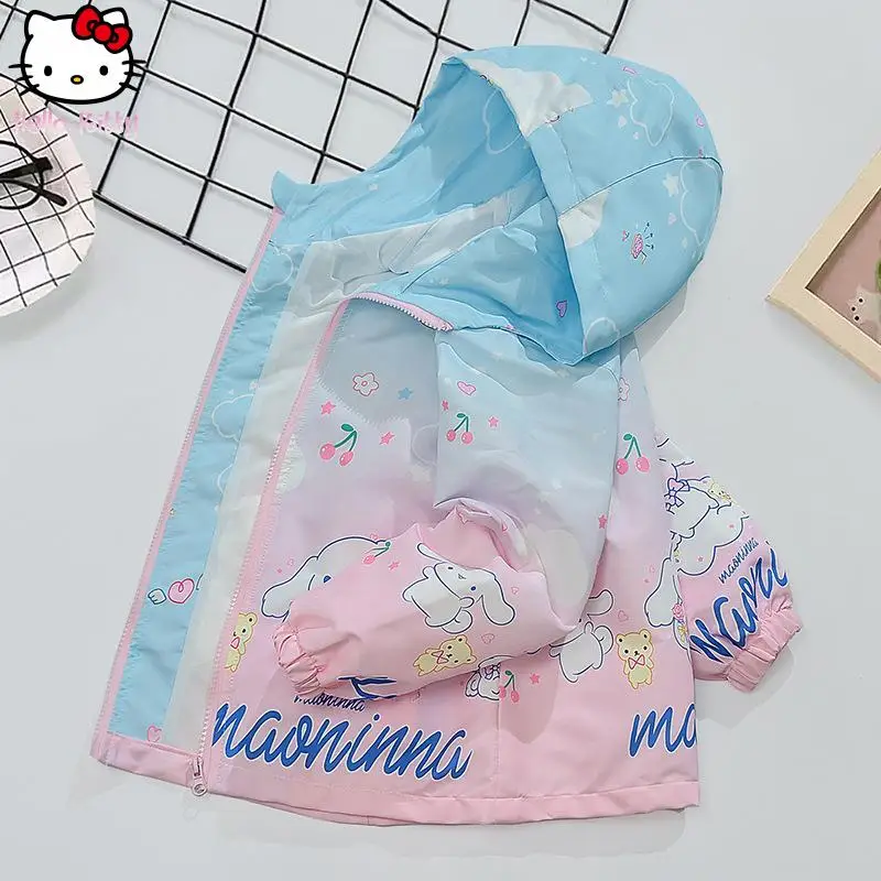 

Kawaii Cartoon Girl Jacket Cinnamoroll Anime Mountaineering Suit Windbreaker sweet Spring Autumn New Hooded Jacket Fashionable