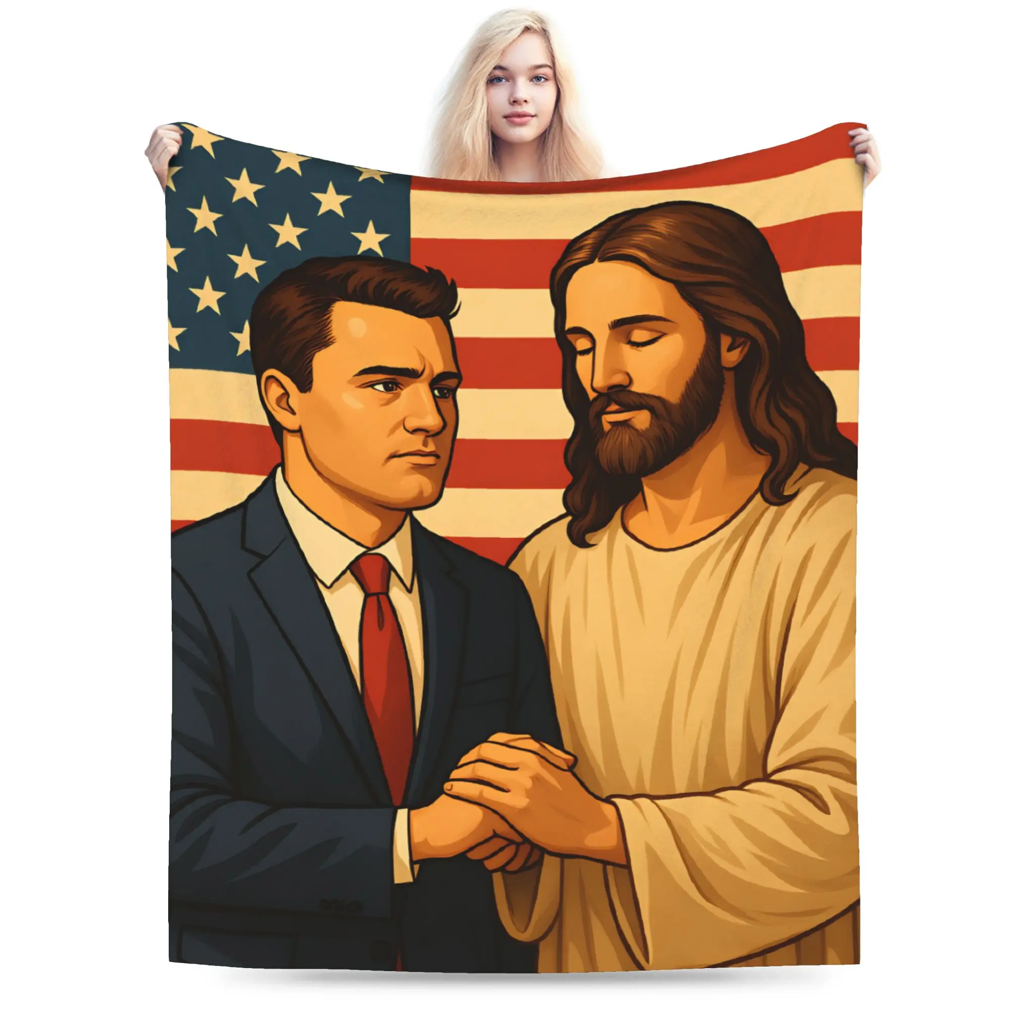 Charlie Kirk Angelic Advocate Met George Floyd Deken Meisjes Flanel Gooi Deken Voor Woonkamer Zachte Kwaliteit Sprei Cadeau
