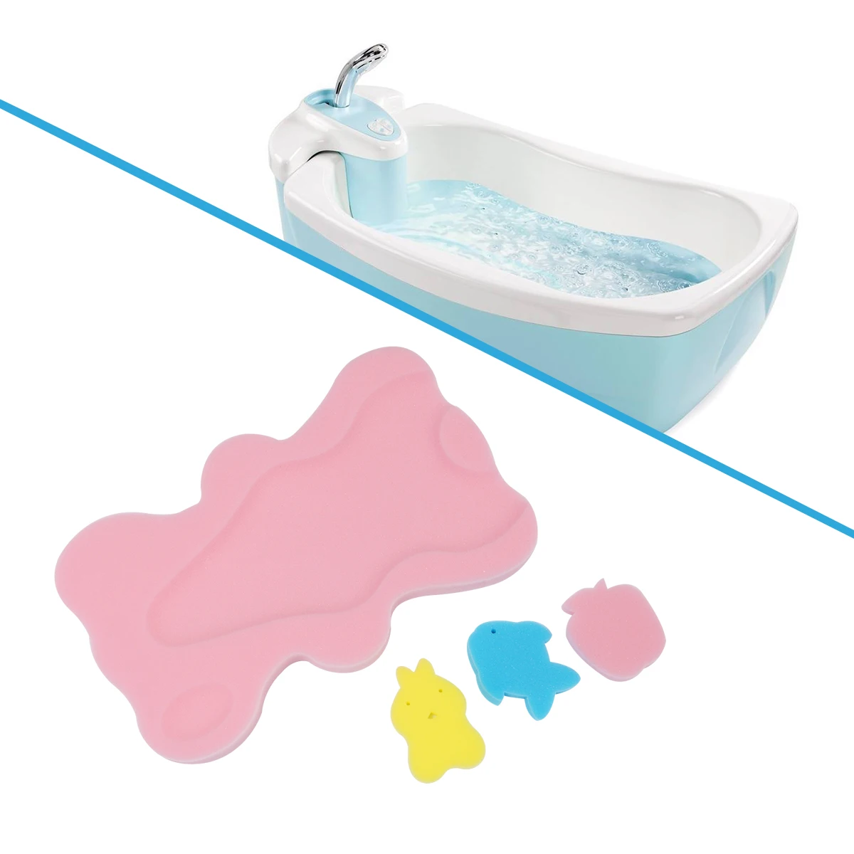 

1Pcs Baby Bath Sponge Cushion Non-Slip Soft Bathing Mat Infant Support Head Neck Back Quick Drying Pink Baby Bath Mat