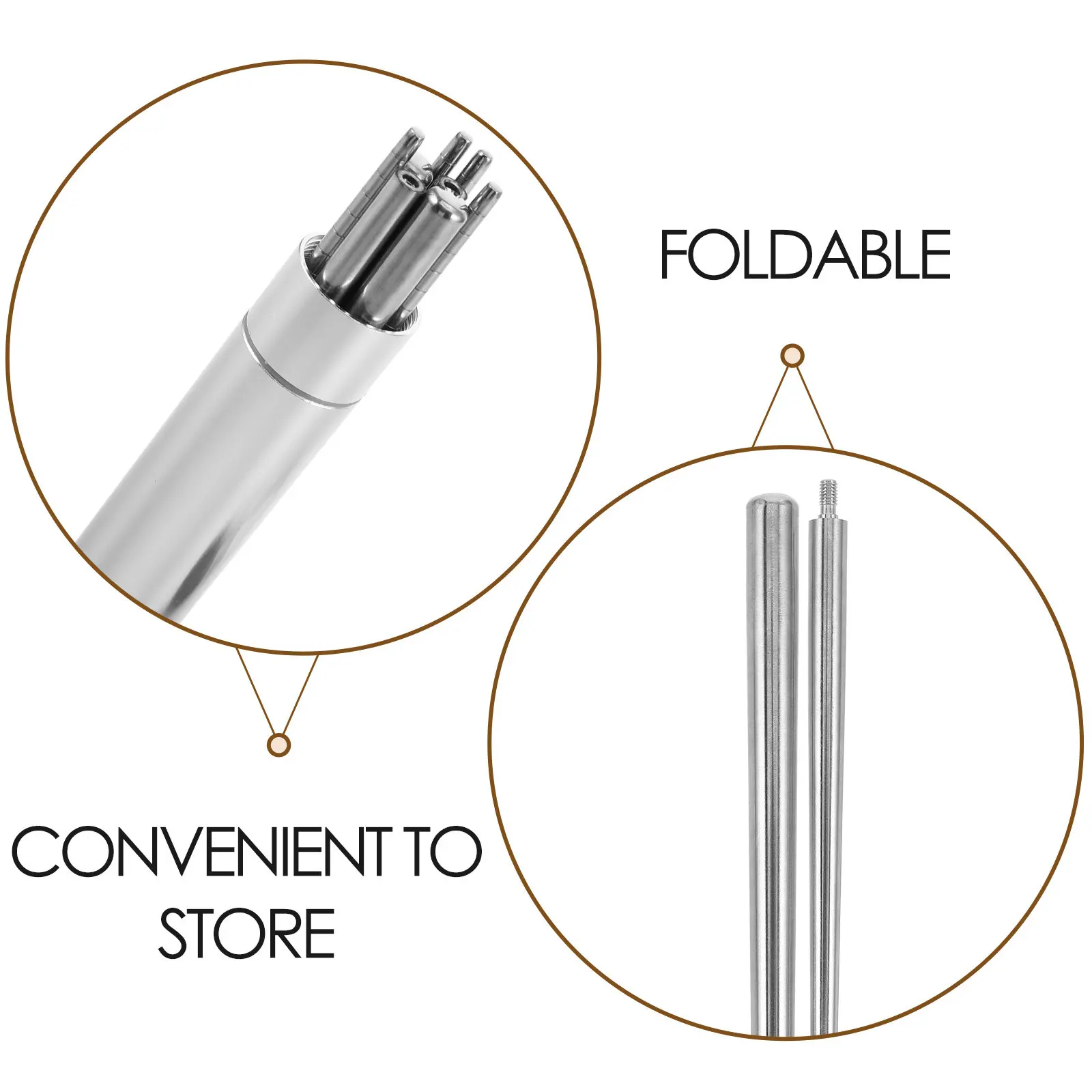 2Pairs Foldable Stainless Steel Chopsticks Set with Compact Case Portable Reusable Lightweight Utensils for Travel Hiking