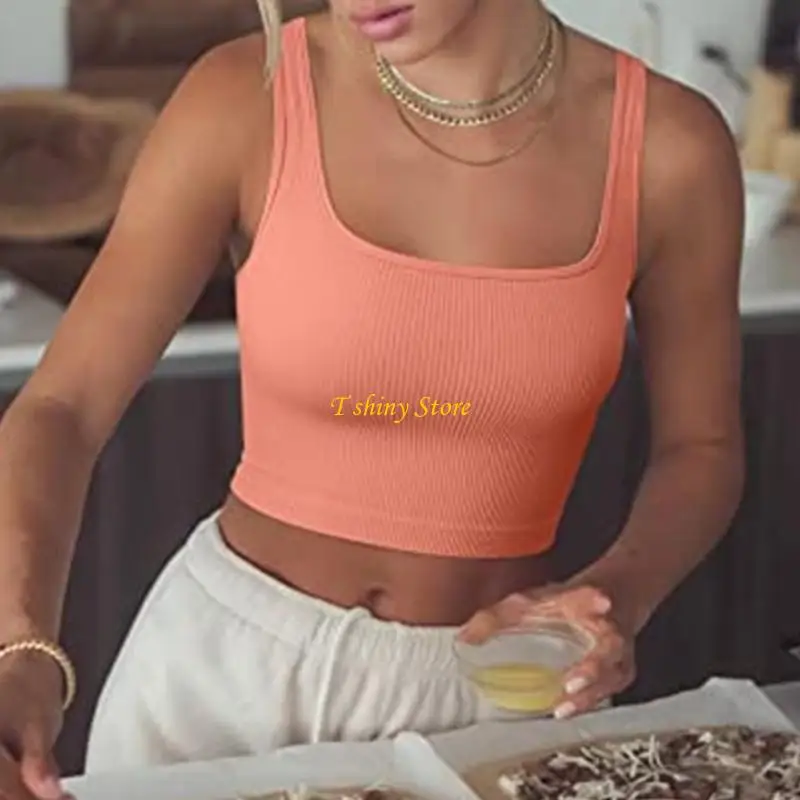 N58F قمة محصول مضلع عصري للنساء من قمم الخزانات المريحة والمتنفس #3