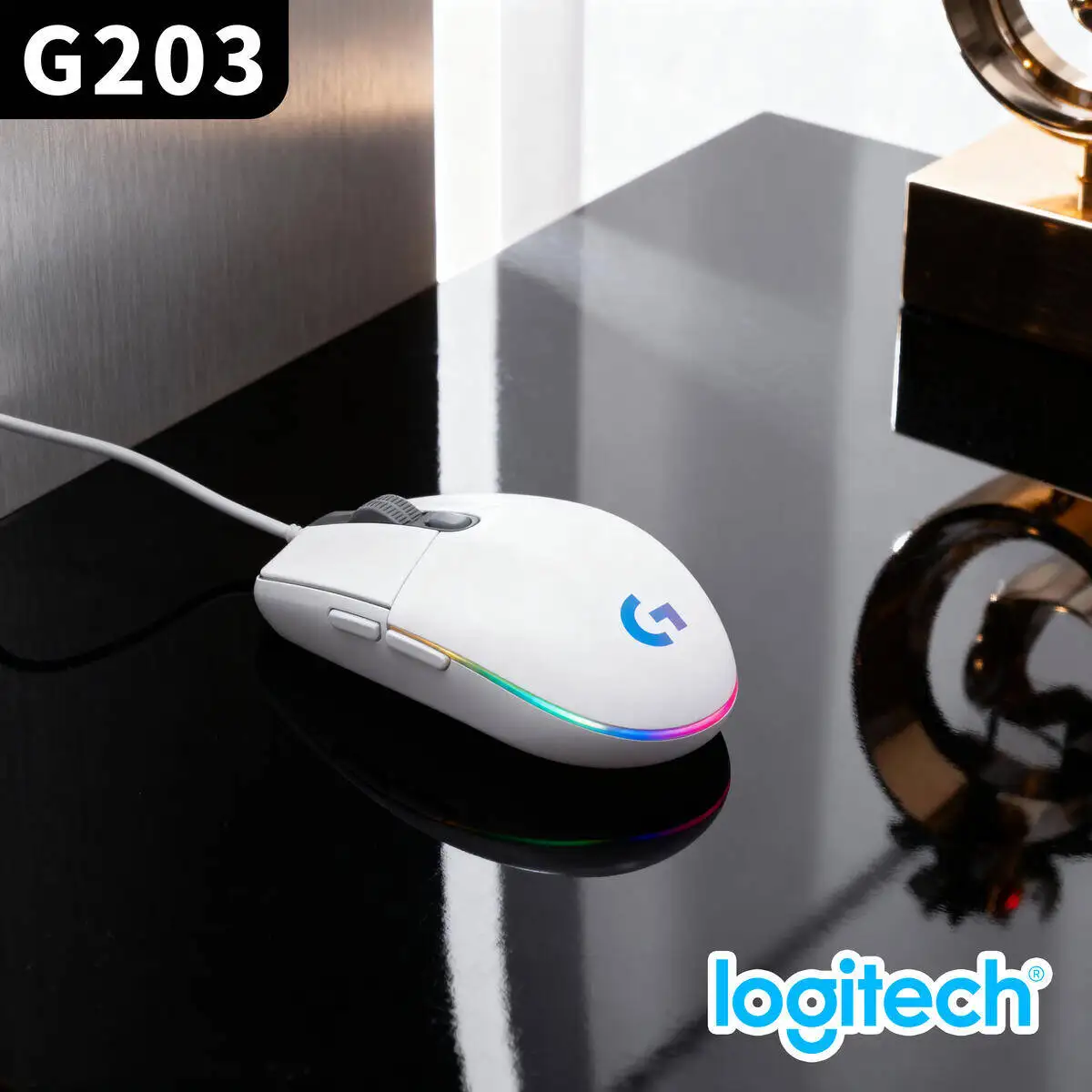 

Logitech G203 Wired Gaming Mouse, 8000 DPI, RGB Backlight, 6 Programmable Buttons, Ergonomic Grip Multi style Logitech mouse