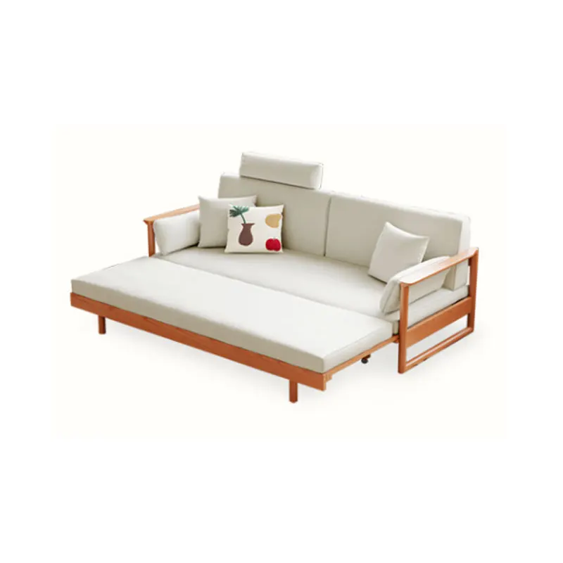 맞춤형 북유럽 일본식 단단한 나무 소파 침대 접이식 이중 목적 간단한 현대 다기능 확장 침대