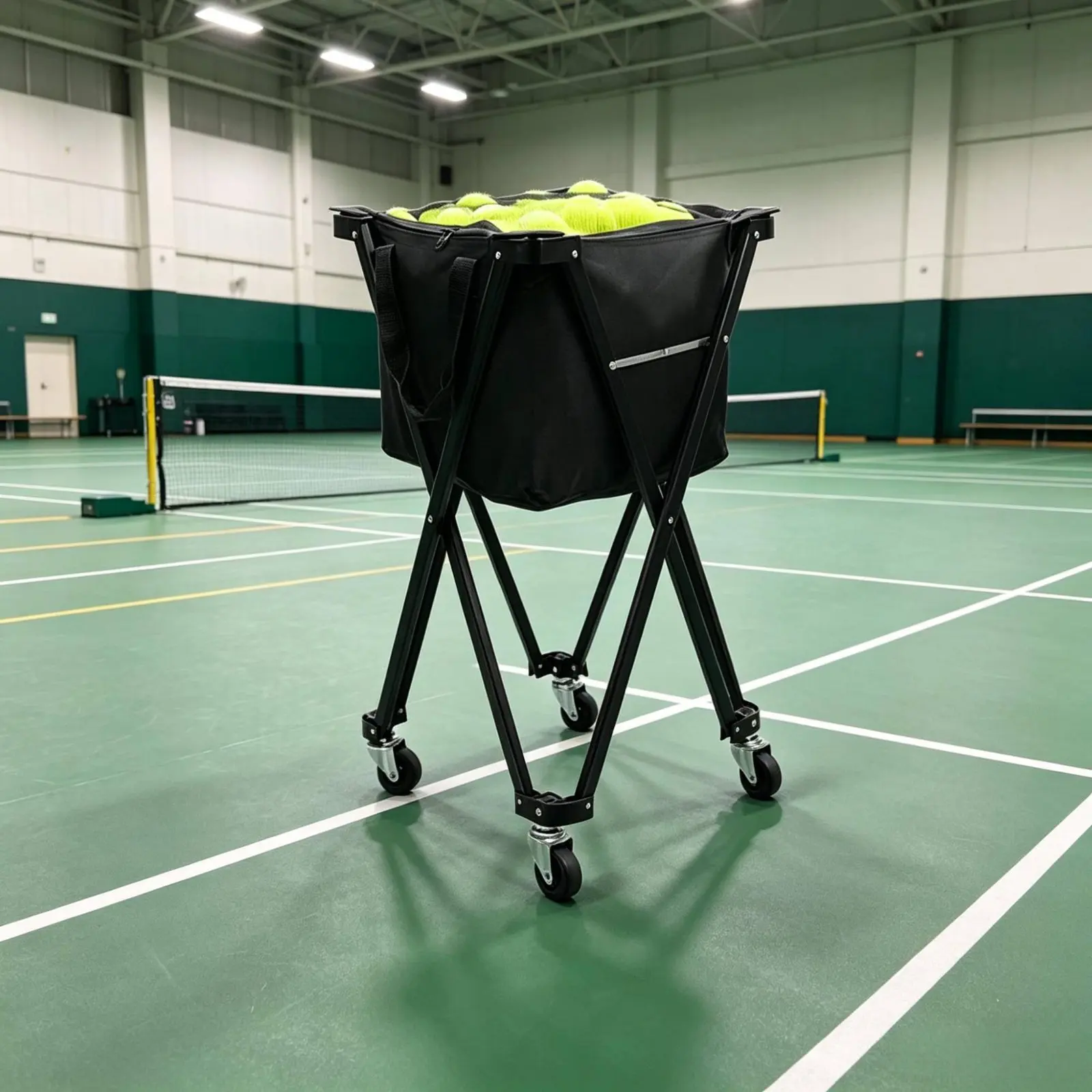 Pickleball-Träger mit Rädern, Tennisball-Träger, zusammenklappbarer Ballwagen, robuste Sportausrüstung, vielseitig einsetzbar für Trainer