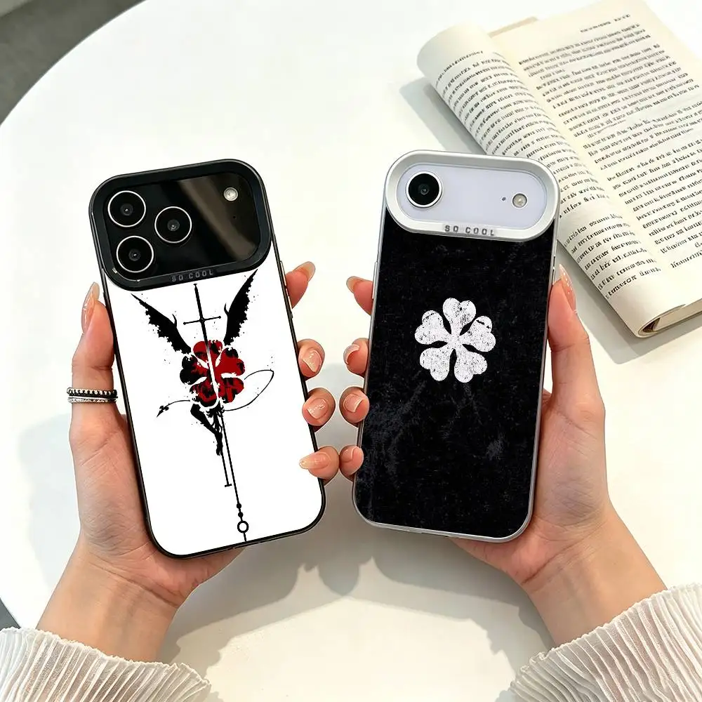 

Action Shonen- Anime-Black -C-Clover For iPhone 17 16 15 14 13 12 11 Pro Max XS 17 Air Silicone Colored Silver Bumper Cover