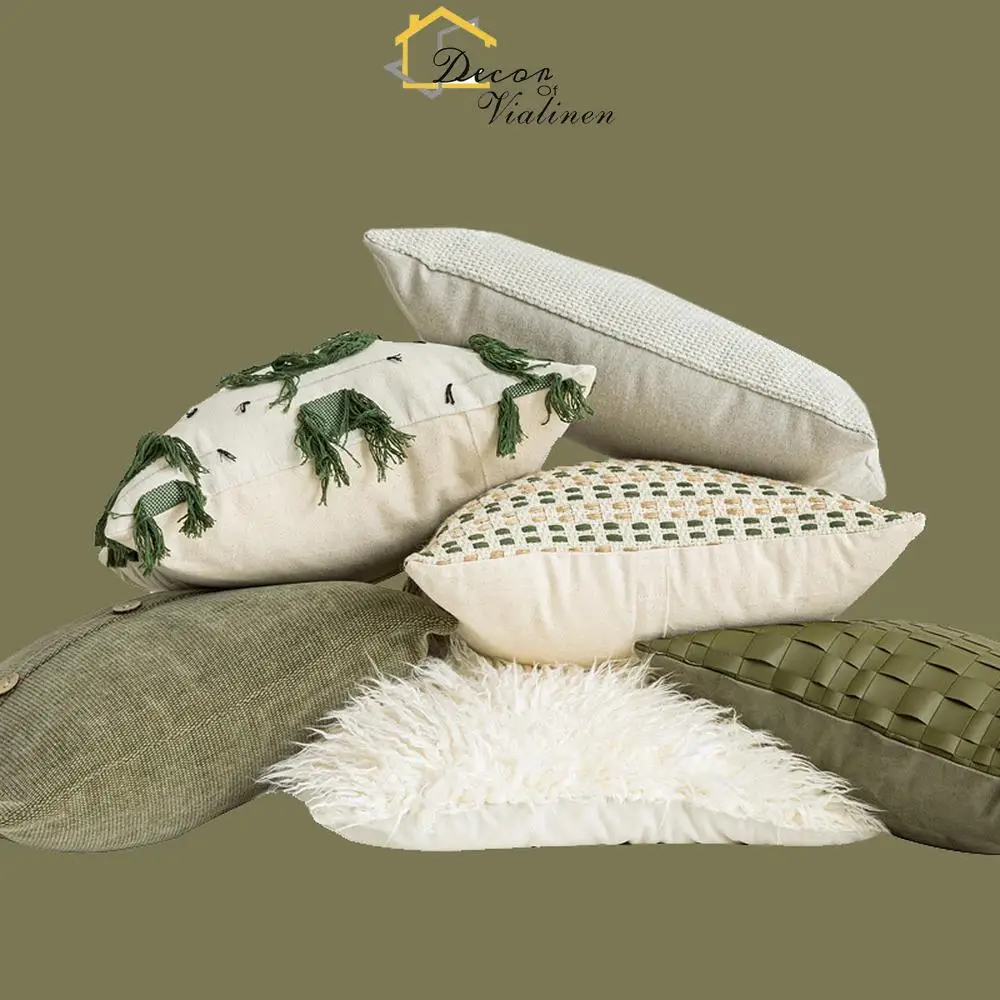 Summer Olive Nordic Green Sofa Pillow Ins Wind Homestay Bedhead Pillow Waist Pillow Soft Decoration Model Room Cushion