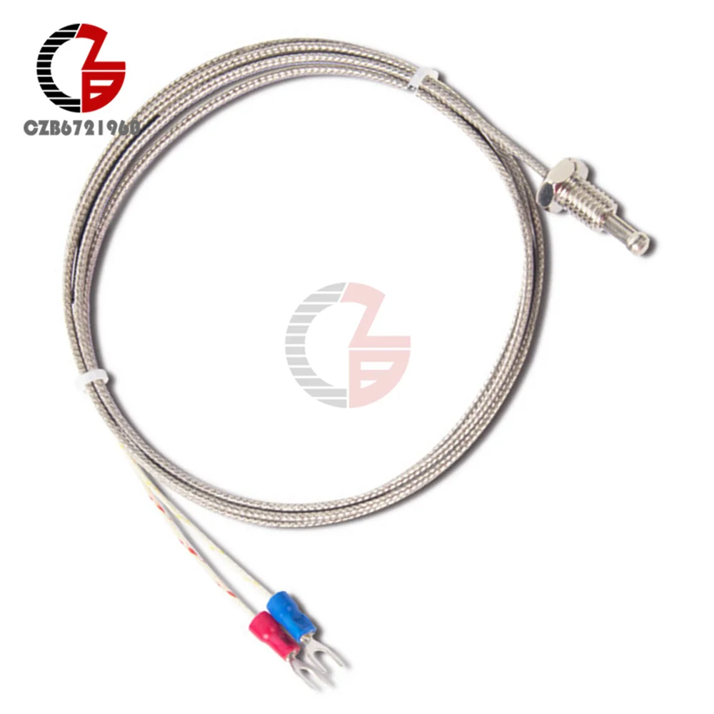 1M 2M  PT100 M6 M8 K Type Screw Thermocouple Temperature Controller Sensor Probe 0-800C Stainless Steel Thermal Detect Sensor