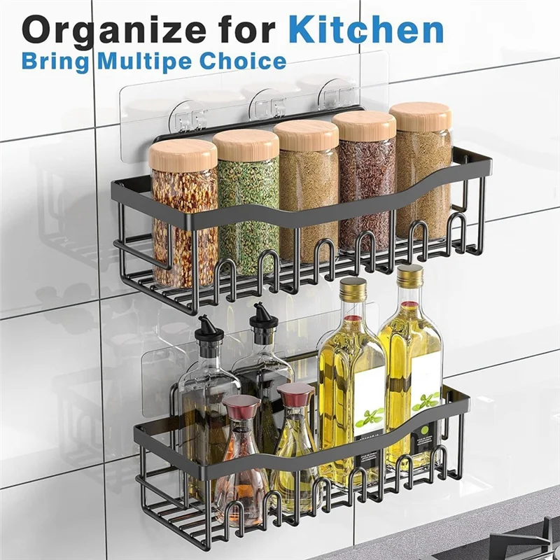 

AA21-Adhesive Shower Organizer Rustproof Stainless Steel Bathroom Organizer Metal For Bathroom Storage&Home Decor&Kitchen