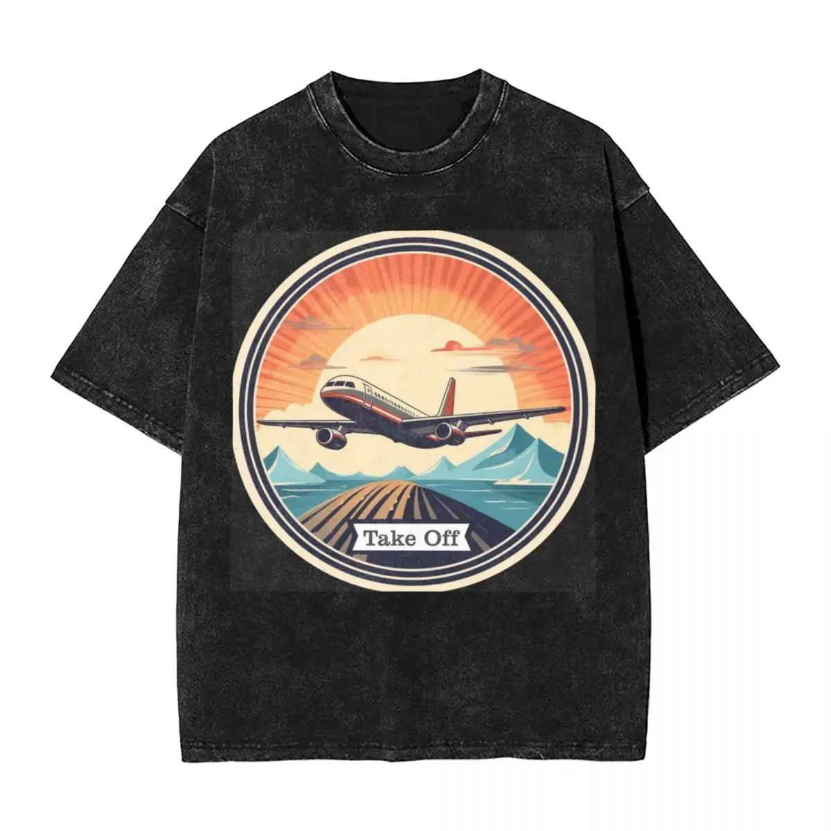 

Уличная одежда, футболки, винтажная стираная футболка с изображением самолета, футболка в стиле хип-хоп с короткими рукавами, топы, футболки для мужчин и женщин