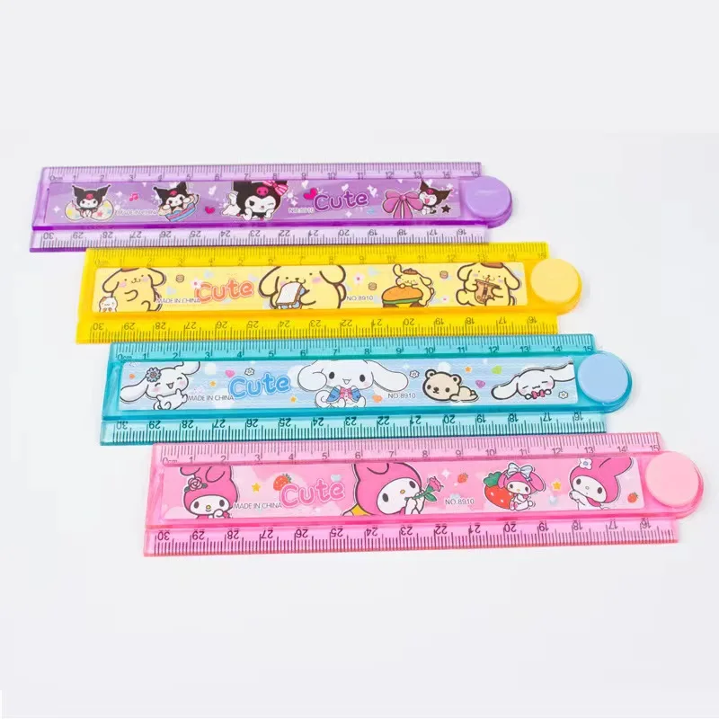 4 Kawaii Sanrio Melody Rulers Cute Cinnamon Folding Rulers 30cm Drawing Tools Stationery Gifts School Supplies