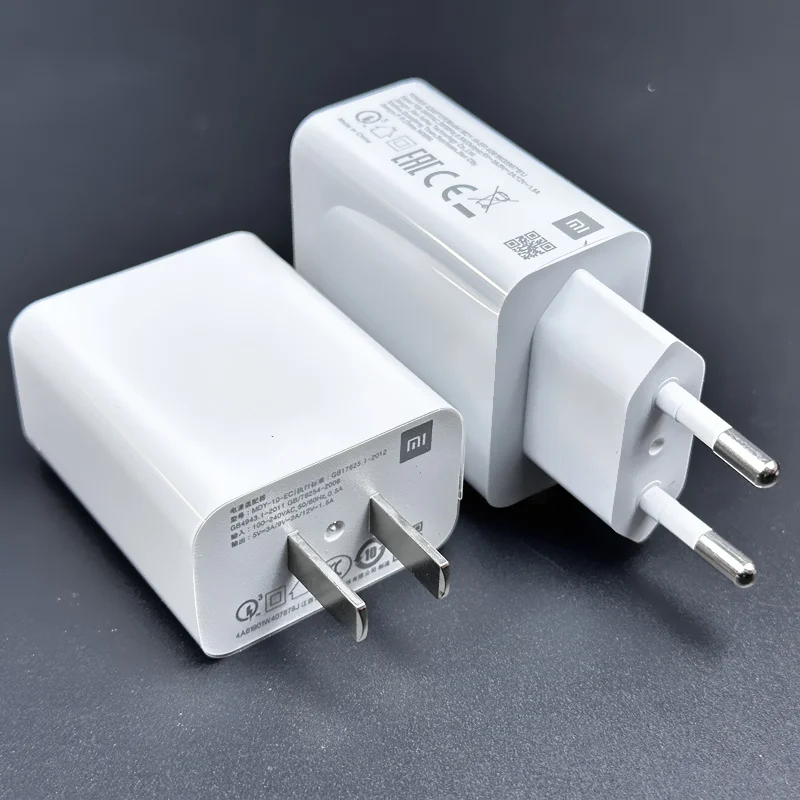 شاومي-شاحن سريع مع كبل من النوع C ، محول شحن سريع ، الاتحاد الأوروبي QC ، MI 9 ، 10 Lite ، Redmi Note 7 ، 8 ، 10 ، K20 Pro ، W