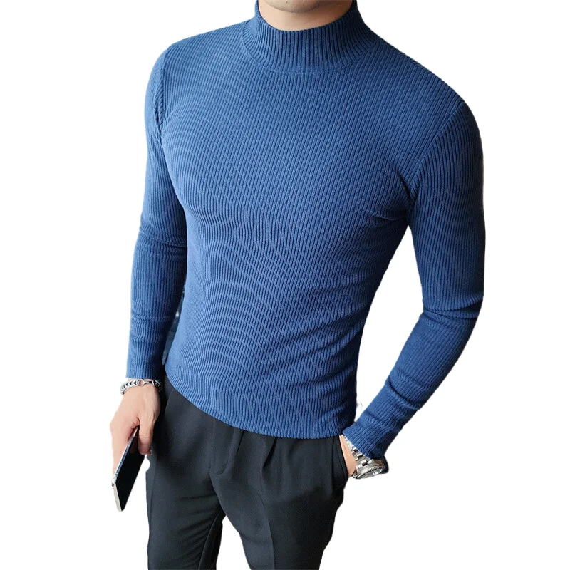 Winter New Men's Business Slim Turtleneck Sweaters Brand Knitted Pullovers Men Solid Color Casual Male Sweater Autumn Knitwear