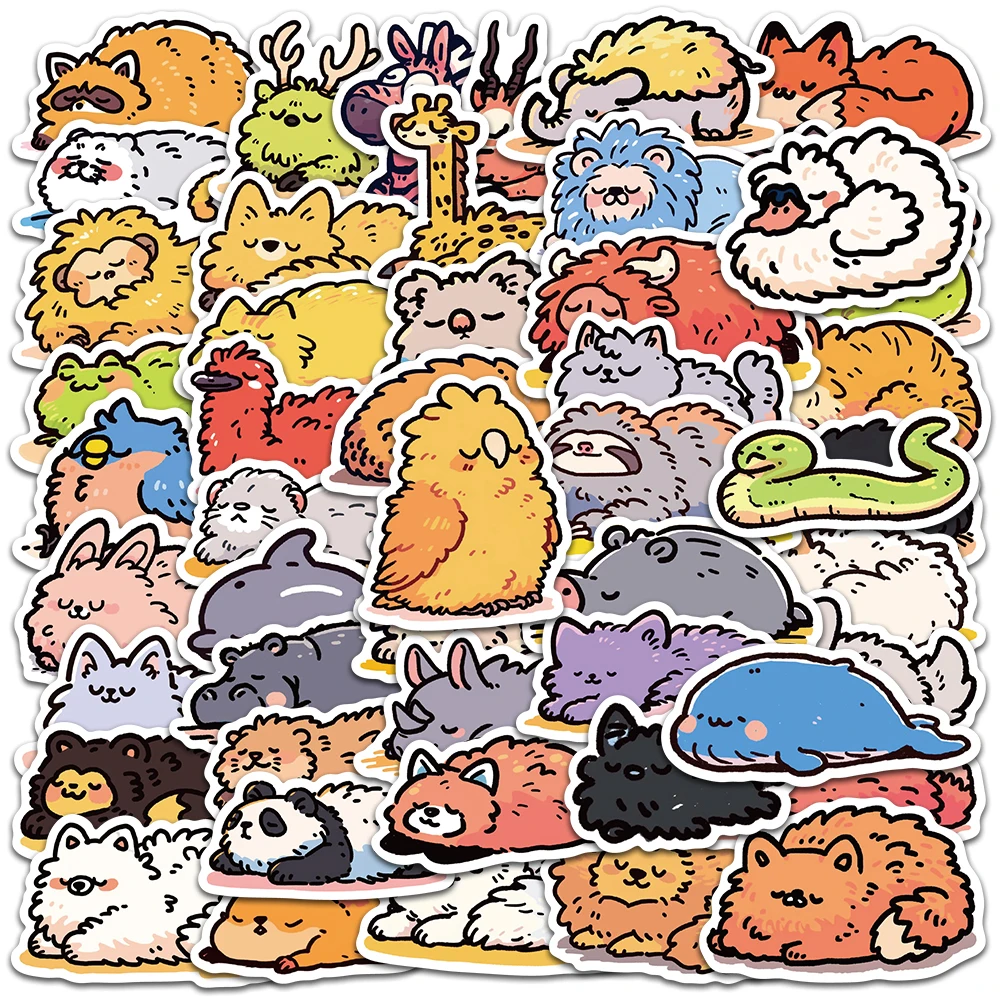 

50pcs Funny Cute Cartoon Sleeping Animals Stickers DIY Decoration Decals For Luggage Guitar Laptop Phone Skateboard Stickers