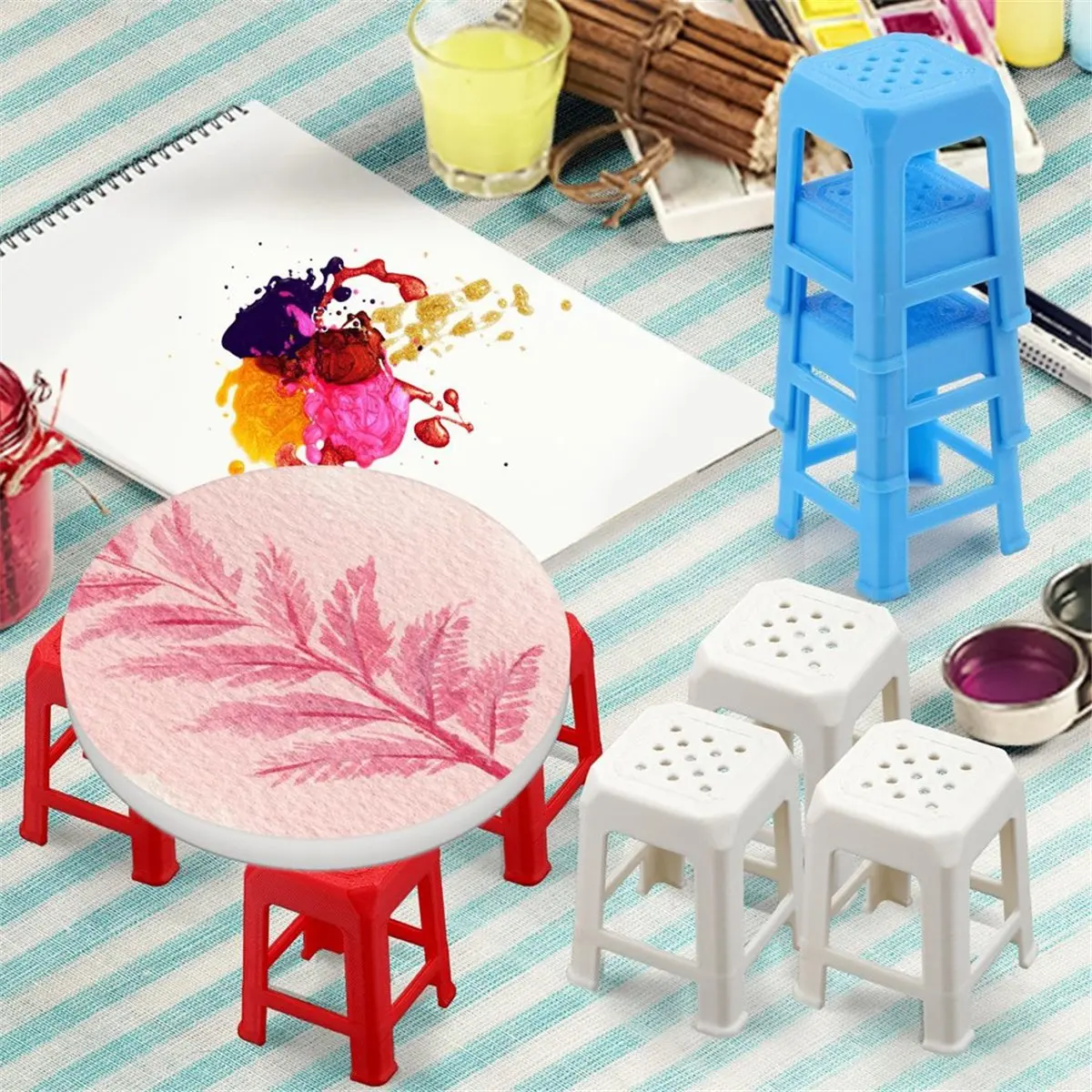 T32C New 9pcs Canvas Stand, 3 Colors Paint Stands Canvas Feet Risers for Painting Canvas Holder Easel Anti-Slip Fluid Painting
