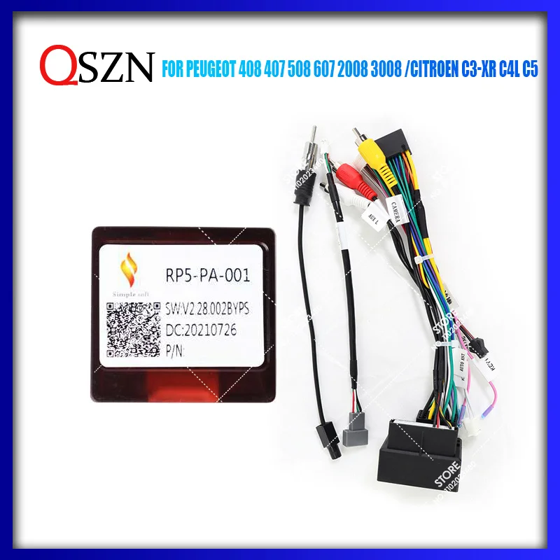 

QSZN Wiring Harness Canbus Box Decoder For PEUGEOT 408 407 508 607 2008 3008 /CITROEN C3-XR C4L C5 Car Radio Power Cable Adapter